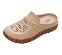 Pantofole da donna chiuse, antiscivolo, da bagno, estive, leggere, da giardino, aperte, in pelle, comode, per il tempo libero, sandali ortopedici da donna, cachi, 36 EU