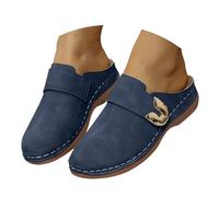 Pantofole da donna chiuse estive da giardino, leggere, da giardino, posteriori, aperte, in pelle, antiscivolo, per il tempo libero, comodi sandali ortopedici da donna, Blu marino, 42 EU
