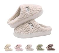 Pantofole da donna chiuse in peluche, morbide pantofole da donna con animali, in feltro, con piedi larghi, morbide pantofole per la casa, antiscivolo, calde pantofole invernali foderate, verde, 40 EU