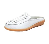 Pantofole da donna chiuse sul davanti, morbide, estive, antiscivolo, in ecopelle, traspiranti, per il tempo libero, bianco, 38 EU