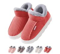 Pantofole Da Donna,Ciabatte Donna Invernali Tacco Avvolto Pelose in Memory Foam Pantofole Comode Morbide Slippers Calde Ciabatta Chiuse Antiscivolo Tinta Unita per Casa e All'aperto Rosso Cocomero