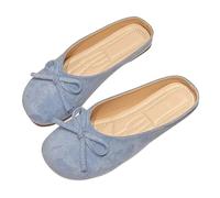 Pantofole da donna classiche con fiocco, casual, piatte senza lacci, per un elegante uso quotidiano e comodi abiti da ufficio al chiuso, Blu, 40 EU