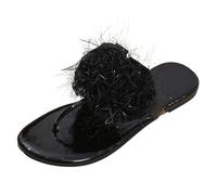 Pantofole da donna, comode e casual, stile infradito, perfette per l'uso quotidiano e le vacanze in spiaggia, facili da infilare, suola piatta, scarpe estive, Nero , 41 EU