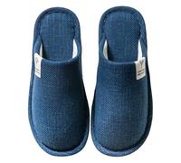 Pantofole da donna, comode in lino, per interni, in tessuto leggero, durevoli, antiscivolo, piatte, unisex, per ospiti, adatte per tutte le stagioni, blu navy, 42