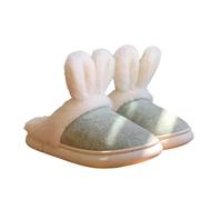 Pantofole da donna con animali in peluche, con coniglietto, in memory foam, foderate, calde, in feltro, per la casa, graziose pantofole per gli ospiti, verde, 41 EU