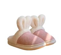 Pantofole da donna con animali in peluche, con coniglietto, in memory foam, foderate, calde, in feltro, per la casa, graziose pantofole per gli ospiti, Colore: rosa., 41 EU