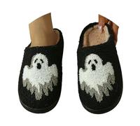 Pantofole da donna con animali sfocati, comode pantofole da donna, pantofole per interni a tema Halloween per coppie, perfette per la casa in autunno, scarpe con tacco a spillo sexy da sera, Le Noir