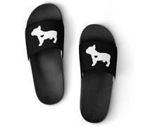 Pantofole da donna con bulldog francese a forma di cuore, pantofole da bagno da uomo, Stile:, 37 EU
