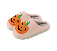 Pantofole da donna con calda imbottitura, a forma di zucca | Pantofole morbide, antiscivolo, invernali, in feltro, per Halloween, con graziose zucca, chiuse sul davanti
