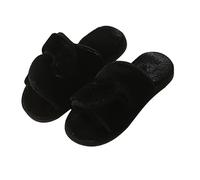Pantofole da donna con dita aperte, in feltro, in memory foam, per la casa, invernali, calde, imbottite, in peluche, Nero , 38 EU