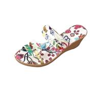 Pantofole da donna con fondo spesso e testa tonda, una parola, alla moda, estive, tinta unita, con tacco inclinato, pantofole da donna, larghezza larga, taglia 6, Verde, 39.5 EU