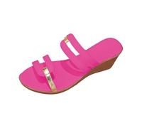 Pantofole da donna con fondo spesso e testa tonda, una parola, alla moda, estive, tinta unita, con tacco inclinato, pantofole da donna, larghezza larga, taglia 6, Rosa acceso, 36.5 EU