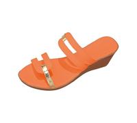 Pantofole da donna con fondo spesso e testa tonda, una parola, alla moda, estive, tinta unita, con tacco inclinato, pantofole da donna, larghezza larga, taglia 6, Arancione, 39.5 EU