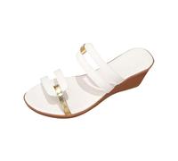 Pantofole da donna con fondo spesso e testa tonda una parola moda estate nuovo tinta unita una parola da donna tacco pendenza pantofole donna calzino pantofole taglia 9, bianco, 37.5 EU