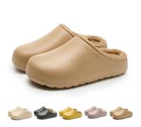 Pantofole da donna con imbottitura calda, con plateau, colore nero | Pantofole impermeabili e antiscivolo, unisex, per esterni, invernali, in peluche, da giardino
