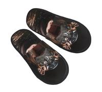 Pantofole da donna con ippopotamo giocose, calde e pelose, calde e calde, pantofole da camera da letto, pantofole sfocate per l'inverno, scarpe da casa, pantofole estetiche per dormitorio