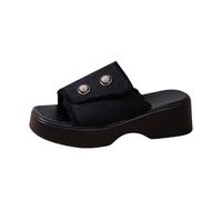 Pantofole da donna con lacci, suola spessa, punta chiusa, design leggero, scarpe trasparenti da donna, Nero , 39 EU