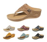 Pantofole da donna con plantare, infradito da donna con suola spessa, sandali con zeppa Arch Support Pantofole traspiranti Sliders Boho estive Anti Sweat Pantofole da donna, marrone, 44 EU