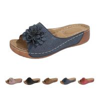 Pantofole da donna con plantare, leggere, zoccoli e pantolette da donna, con zeppa, per interni ed esterni, con suola solida, comodi sandali per esterni, Blu, 36 EU
