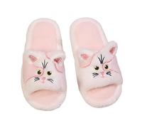 Pantofole da donna con scritta in lingua tedesca "Carino gatto cane stampa peluche pantofole calde e comode morbide slippers aperte, per il tempo libero, per la casa, per l'inverno, Rosa 2, 37 EU