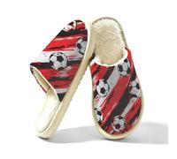 Pantofole da donna con stampa a forma di pallone da calcio, scarpe sportive in memory foam, Multi, 40/40.5 EU