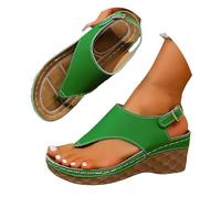 Pantofole da donna con suola rotonda spessa, punta cava, chiusura a clip e tacco obliquo, comode scarpe da donna, larghezza H, verde, 43 EU