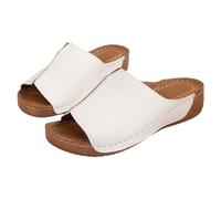Pantofole da donna con supporto Arch, ortopediche, estive, casual, con zeppa, con plateau, bianco, 38 EU