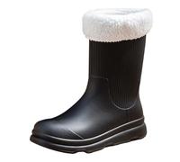 Pantofole da donna con supporto per arco plantare da donna primavera estate autunno e inverno metà tubo più velluto in cotone rimovibile e Washable Outdoor Fashion Work Ballerine a punta nera, Le Noir