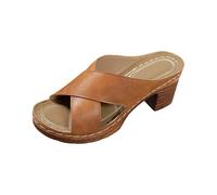 Pantofole da donna con tacco alto a punta aperta con una sola parola, estive, con tacco grosso, linea a dondolo, pantofole alla moda per donne sotto i 10 anni, Marrone, 40.5 EU