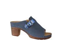 Pantofole da donna con tacco alto a punta aperta modello confortevole una linea romana tacco a blocco pantofole infradito da donna, Blu, 38.5 EU