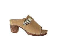 Pantofole da donna con tacco alto a punta aperta modello confortevole una linea romana tacco a blocco pantofole infradito da donna, Marrone, 37.5 EU