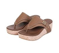 Pantofole da donna con tacco inclinato, casual, da spiaggia, per attività all'aperto, 41, marrone, 39 EU