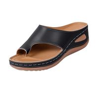 Pantofole da donna con tacco, sandali con zeppa, ortopedici, infradito e infradito, Nero , 41 EU