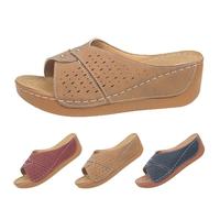 Pantofole da donna con zeppa cava, sandali per il tempo libero, con fondo spesso, sandali da spiaggia, boho traspiranti, sandali per alluce valgo, marrone, 37 EU