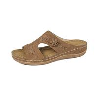 Pantofole da donna con zeppa, con sperone calcaneare, leggere, comode, per il tempo libero, per interni ed esterni, con sandali antiscivolo, marrone, 40 EU