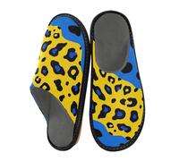 Pantofole da donna da interno pantofole da donna in memory foam pantofola per la casa accogliente pantofola per, Stampa leopardata giallo-blu, 39.5/40 EU