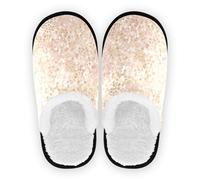 Pantofole da donna da uomo, in pile peloso, suola antiscivolo, calde pantofole per casa e interni, M, Stampa leopardata in lamina d'oro rosa le loro forme che si fondono, Medium