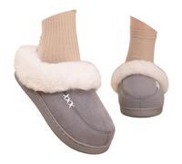 Pantofole da donna, da uomo, invernali, calde, imbottite, antiscivolo, comode, fodera morbida per la casa, per interni ed esterni, grigio, 39 EU