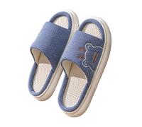 Pantofole da donna e da uomo, casual, con punta aperta, in lino, comode e traspiranti, unisex, Blu, 40 EU