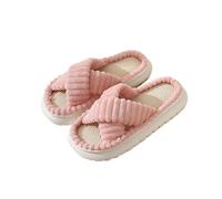 Pantofole da donna e uomo, calde, con plateau, in peluche, antiscivolo, in lino, in feltro, per la casa, per gli ospiti, Colore: rosa., 36 EU