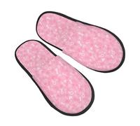 Pantofole da donna e uomo, calde e pelose, pantofole da camera da letto, pantofole per la consapevolezza del cancro al seno, pantofole sfocate invernali per casa e interni, nero, 9.5-11.5 Women/8-11