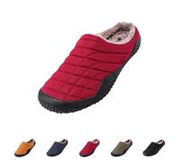 Pantofole da donna e uomo, calde memory foam, in lino di cotone, per coppie, in pile, foderate, termiche, per donne, antiscivolo, comode dita chiuse, nuvole, Colore: rosso, 46 EU