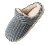 Pantofole da donna e uomo, invernali, calde, morbide, in peluche, unisex, antiscivolo, per interni ed esterni, in cotone, per l'inverno, per la casa, in feltro, grigio., 38 EU