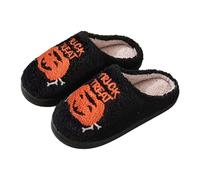 Pantofole da donna e uomo, invernali, con pompa, comode e spaventose, per interni ed esterni, arancioni, morbide, per la casa, per le donne, Nero , 41 EU