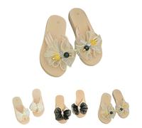 Pantofole da donna estive chic, infradito da donna, eleganti, con punta rotonda, a rete, casual, comode, sandali da spiaggia, alla moda, antiscivolo, traspiranti, infradito, beige., 44 EU