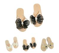 Pantofole da donna estive chic, infradito da donna, eleganti, con punta rotonda, a rete, casual, comode, sandali da spiaggia, alla moda, antiscivolo, traspiranti, infradito, Nero , 45 EU