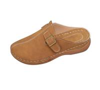 Pantofole da donna, estive comode, zeppe, pantofole da donna, taglie grandi, pantofole da esterno, sandali da infilare, pantofole casual, scarpe antiscivolo, marrone, 38 EU