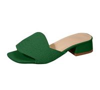 Pantofole da donna estive con tacco, eleganti, con zeppa, per il tempo libero, alla moda, aperte, classiche, vintage, pantofole, verde, 38 EU