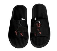 Pantofole da donna estive in lino, con zeppe, comode, pantofola, transizione autunno inverno, pantofole comode in pelliccia, suola morbida, tong giornaliero interno, scarpe casual, Nero , 44 EU