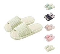 Pantofole da donna estive in lino - Slippers Indoor Slides Antiscivolo Pantofole comode in lino leggere e traspiranti scarpe estive comode scarpe da casa da donna, verde chiaro, 36 EU